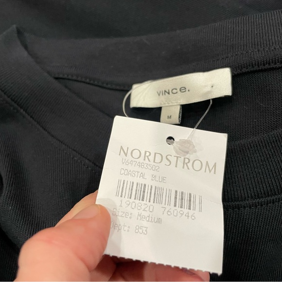 Vince Tie Waist Black Cotton T-Shirt Dress Sz M - Picture 4 of 9